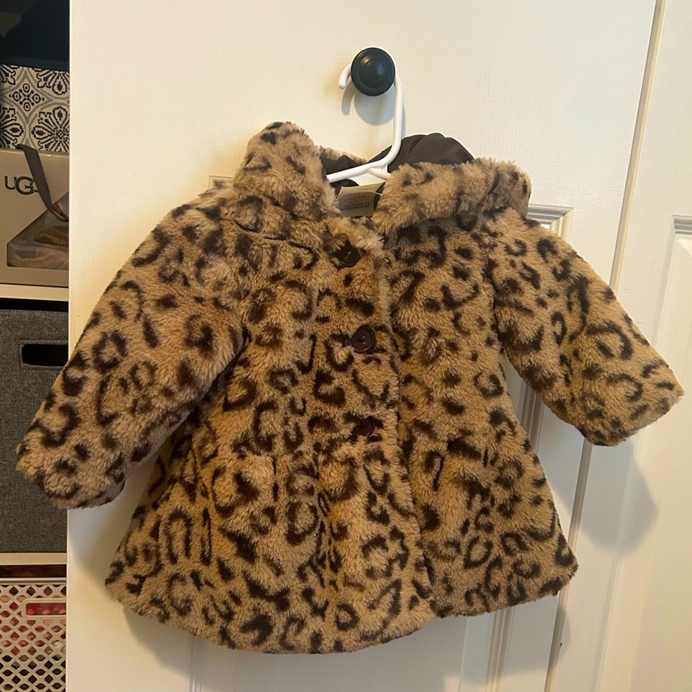 First Impressions Baby Leopard Faux Fur Coat